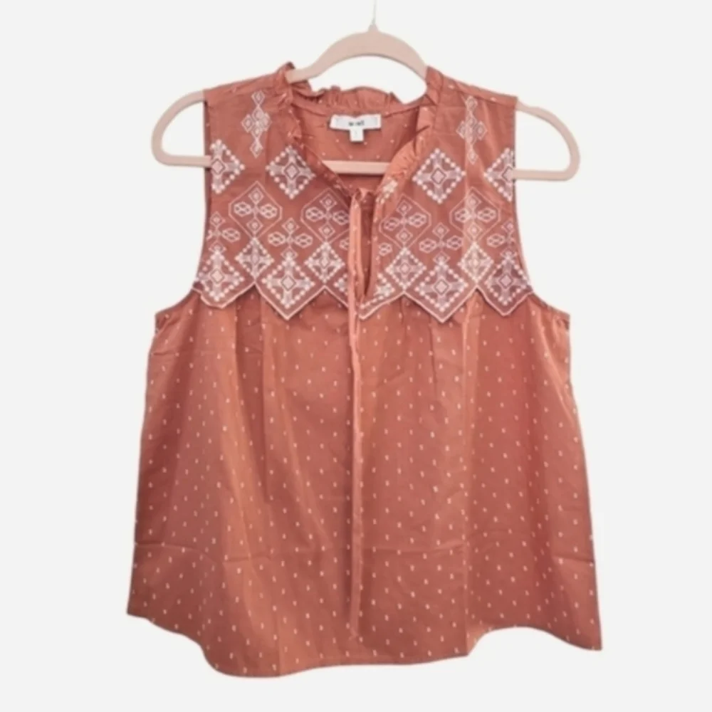 🥰3/$25 NWT ANTHROPOLOGIE MINE Rust Embroidered Sleeveless Camisole - Picture 1 of 4